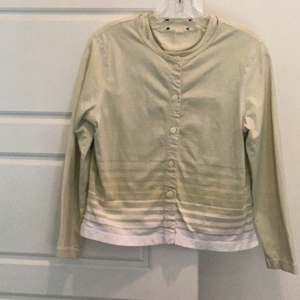 ☀️Source Unknown Light Green Striped Button-Up Top